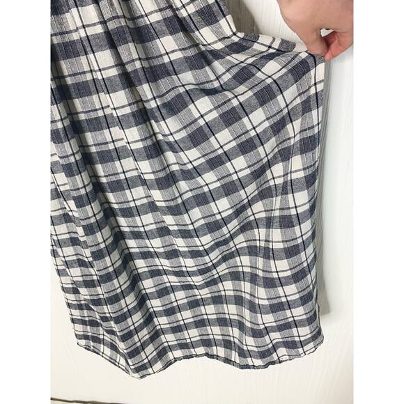 THE GREAT Gingham B&W Plaid Smocked Bust Flutter Sleeve Maxi Dress US SMALL - Picture 11 of 16